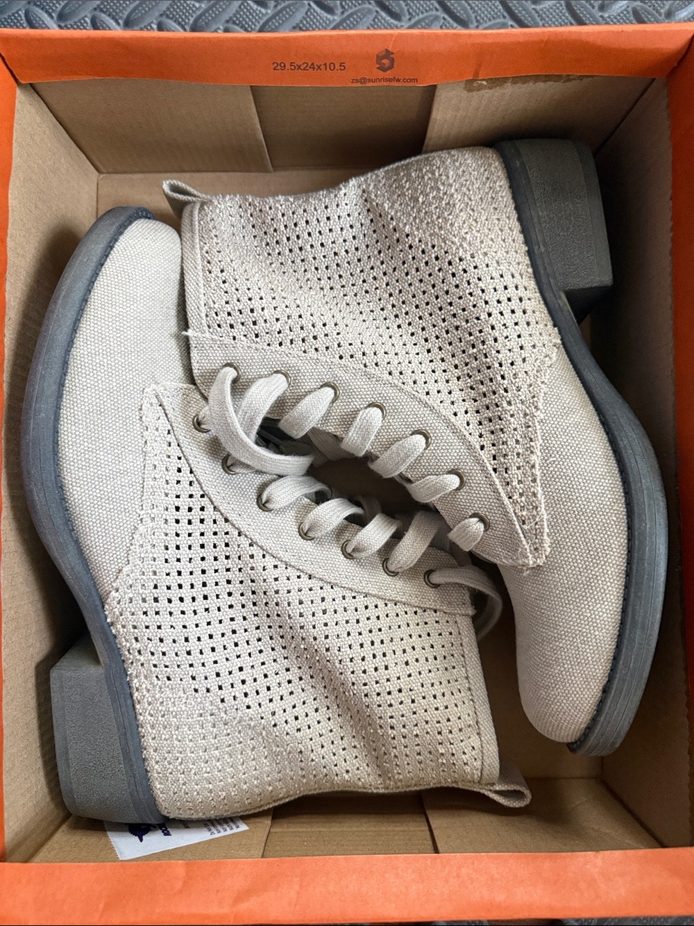 Rocket Dog Light Beige Perforated Knit Lace-Up Ankle Boots